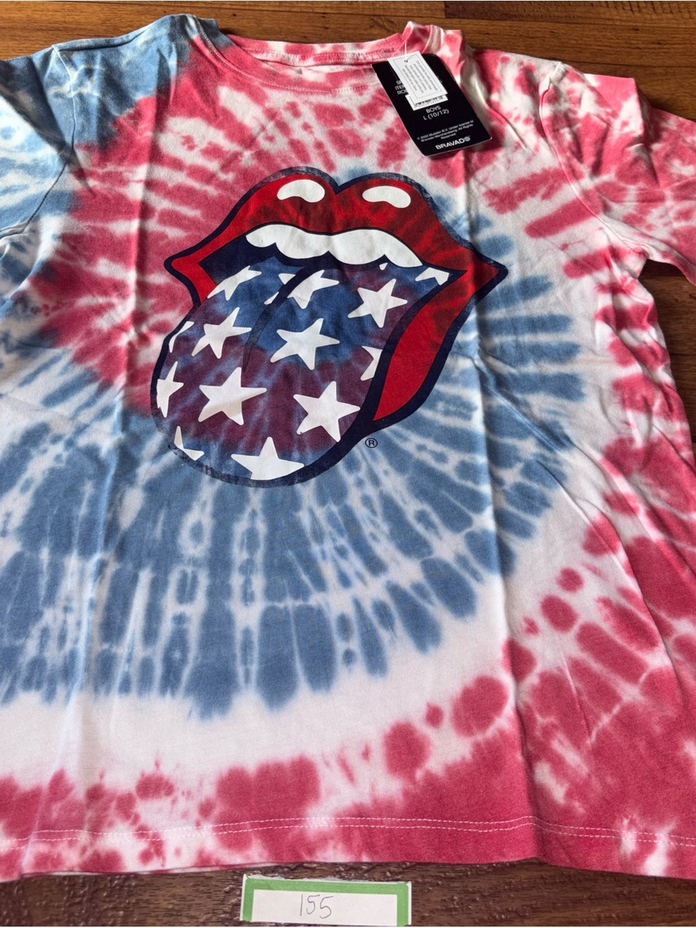 The Rolling Stones American Flag Tongue Tie Dye T-Shirt NWT Boys Size L 10/12